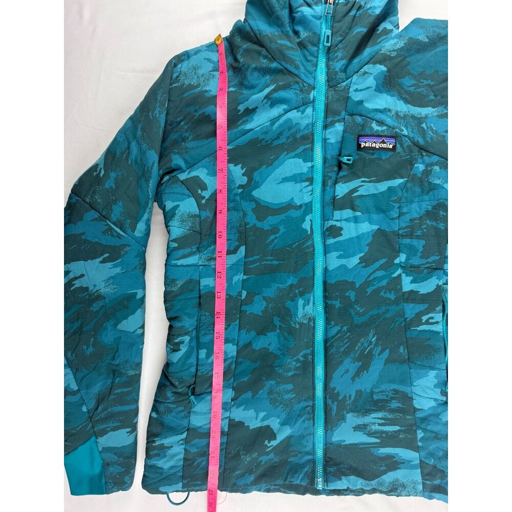 PATAGONIA NANO-AIR HOODY Full Zip Womens Jacket Camouflage Hood Elwha Blue S - Picture 7 of 7